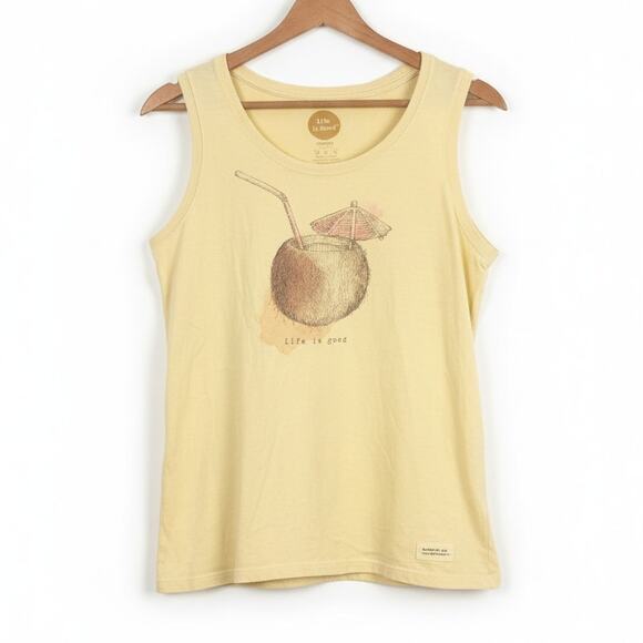 Life is Good Womens M Tropical Coastal Nautical Resortwear Coconut Graphic Tank - Picture 1 of 9